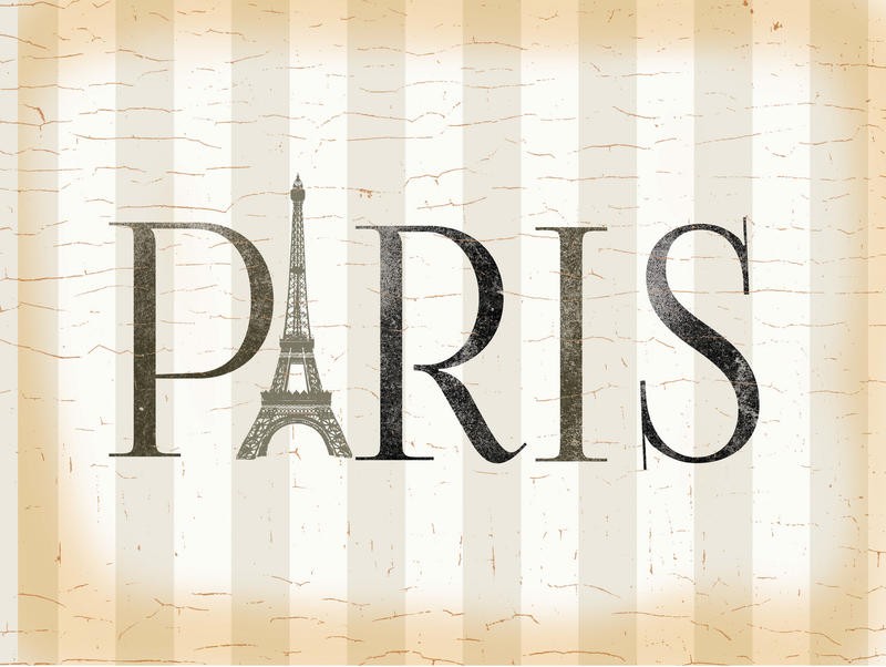 Ophelia & Co, PARIS EMBLEM (Paris, Eiffelturm, Wahrzeichen, Symbol, Typologie, Nostalgie, Grafik, Wunschgröße, Wohnzimmer, Treppenhaus, sepia, beige/grau)