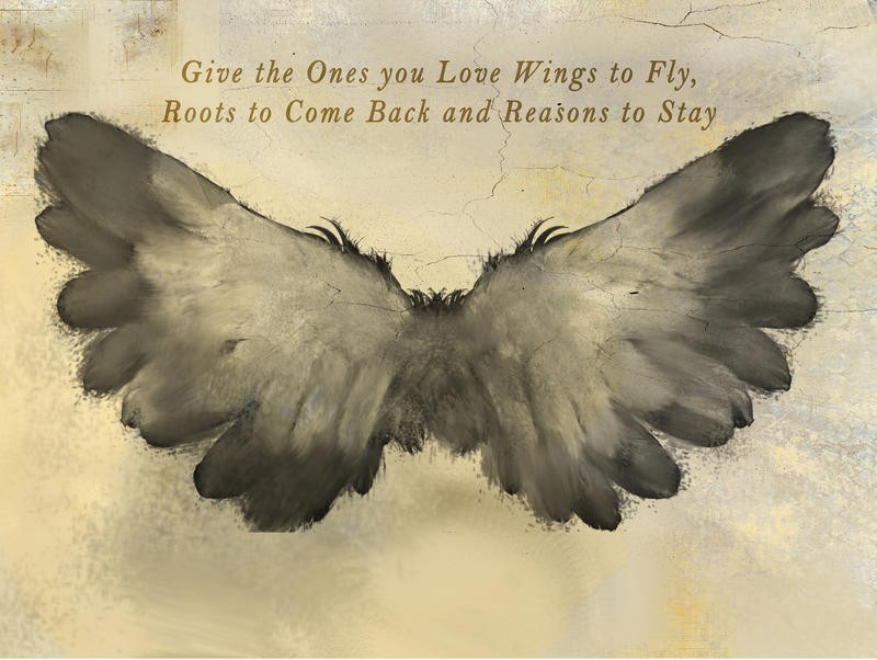 Kimberly Allen, IN FLIGHT II (Flügel, Federn, Engelsflügel, Vogelfedern, Motivation, Malerei, Grisaille, Wohnzimmer, Treppenhaus, Schlafzimmer, Wunschgröße, grau/beige)