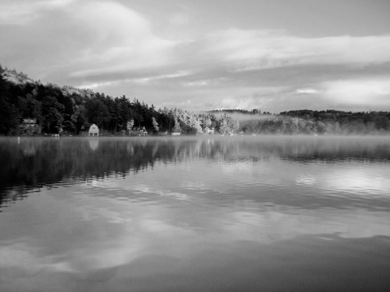 Lisa Colberg, REFLECTIONS OF SUMMER I (Landschaft, See, Wald, Idylle, Reflexionen, Fotokunst, Wunschgröße, Wohnzimmer, Treppenhaus, schwarz/weiß)