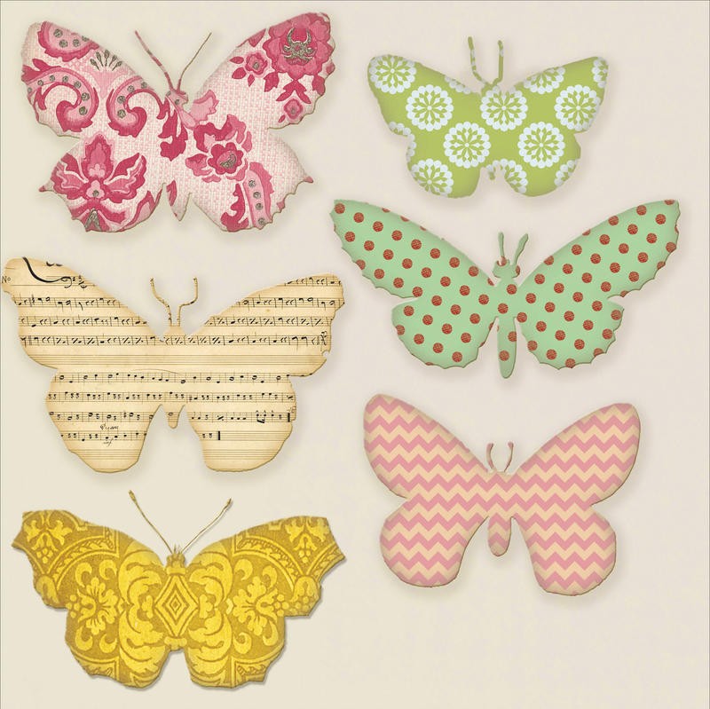 Ophelia & Co, BFLY INSPIRATION I (Schmetterlinge, Muster, Ornamente,  Vintage, Nostalgie, Grafik, Wunschgröße, Wohnzimmer, Treppenhaus, bunt)