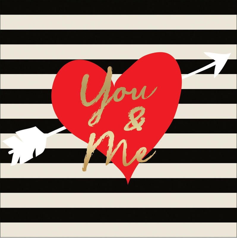 Ophelia & Co, VALENTINES DAY HEART II (Herz, Pfeil, Liebespfeil, Liebe, Liebeserklärung, Valentinstag, Blockstreifen,  Wunschgröße, Grafik, Jugendzimmer, Treppenhaus, schwarz/weiß/rot)