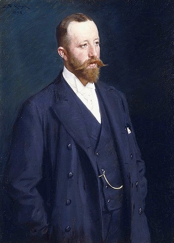 PEDER SEVERIN KROYER, Porträt eines Herren. 1898 (Kroyer,Peter Severin,1851-1909,Christie's Images Ltd,Öl auf Leinwand,19. Jahrhundert,Portrait,Peder Severin Kroyer,Mann,Herr,Anzug,Schnurrbart,Bart,Uhrkette,Uhrenkette,Sonntagsstaat,seriös,Weste,skandinavisch)