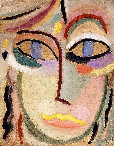 Alexej von Jawlensky, Frauenkopf. Um 1922 (Gesicht, Kopf, abstrahiert, geometrisch, Klassische Moderne, Blauer Reiter, Treppenhaus, Wohnzimmer, Klassische Moderne, Wunschgröße, bunt)