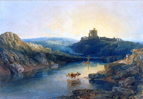 Joseph Mallord William Turner, Morgenstimmung am Norham Castle. (Turner,Joseph Mallord William,1775-1851,Christie's Images Ltd,Bleistift/Wasserfarben,Water)