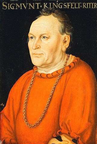 LUCAS CRANACH Der Ältere, Porträt von Sigmunt Kingsfelt. (Sigmund Kingsfelt, Ritter, Portrait, Persönlichkeiten, goldene Kette, Klassiker, Renaissance, Wunschgröße, Wohnzimmer)