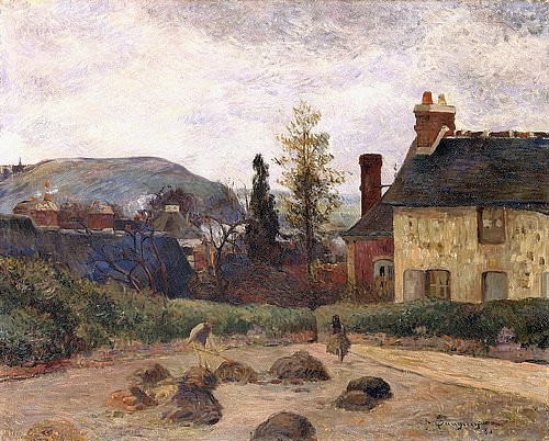 Paul Gauguin, Heuernte (La Rentrée du Foin). 1884 (Gauguin,Paul,1848-1903,Christie's Images Ltd,Öl auf Leinwand,19. Jahrhundert,Paul Gauguin,Bauernhaus,Dorf,Feld,Heu,Heuernte,Ernte,Erntezeit,Heuhaufen,Rückkehr,ländlich)