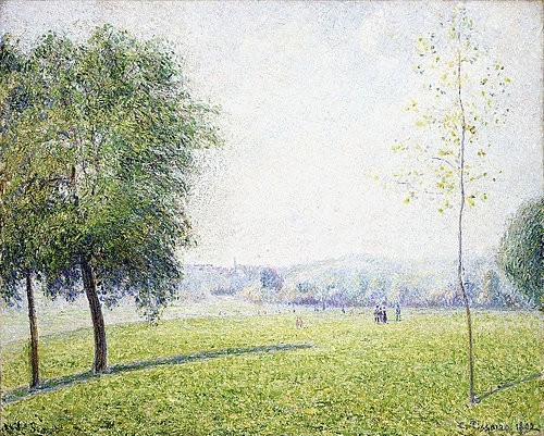 Camille Pissarro, Primrose Hill, Regent's Park. 1892 (Pissarro,Camille,1830-1903,Christie's Images Ltd,Öl auf Leinwand,19. Jahrhundert,Impressionismus,Camille Pissarro,Baum,Bäume,Bäumchen,Sprößling,in der Ferne,Distanz,Primrose Hill, Regent's Park,London,Frühling,Wiese,Park,Hügel,Außenbezirk, französischer i)