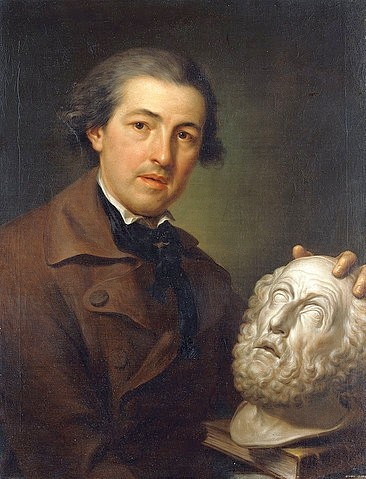 Anton Raphael Mengs, Porträt von Giuseppe Franchi mit einer Büste von Homer. Um 1771-73 (18. Jahrhundert,Mengs,Anton Raphael,1728-1779,Portrait,Öl auf Leinwand,Christie's Images Ltd,Anton Raphael Mengs,Neoklassizismus,Bildhauer,Giuseppe Franchi,Büste,Homer,Philosoph,Mann)