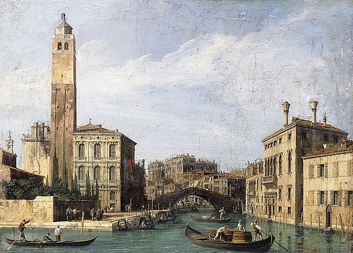 Canaletto (Giovanni Antonio Canal), Der Canal Grande mit San Geremia, dem Palazzo Labia und dem Eingang zum Stadtteil Cannaregio. Um 1726-30 (Canaletto (Giovanni Antonio Canal),1697-1768,Christie's Images Ltd,Öl auf Leinwand,18. Jahrhundert,Canaletto,Giovanni Antonio Canal,Canal Grande,Cannaregio,San Geremia,Palazzo Labia,Architektur,Kanal,Venedig,Sadtansicht,Turm,Palast,Stadtpalast,Gondel,Gond)