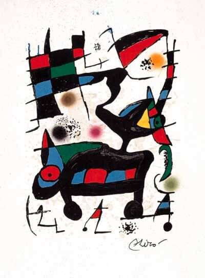 Miro Joan Oda steinsig. 1973 WVZ 903 (Lithographie auf Guarro Bütten) (Surrealismus, Surreal, figurativ,  Muster, Ornamente,  Wohnzimmer, Treppenhaus, Büro, bunt, Klassische Moderne)