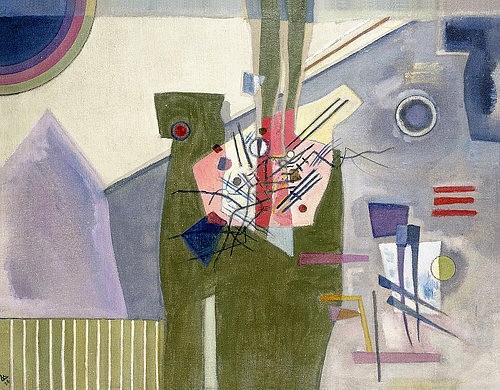 Wassily Kandinsky, Rosa im Grau. 1926 (Abstraktion,20. Jahrhundert,Öl auf Leinwand,Christie's Images Ltd,1866-1944,Kandinsky,Wassily,Wassily Kandinsky,Bauhaus,rosa,grün,grau,Kreis)