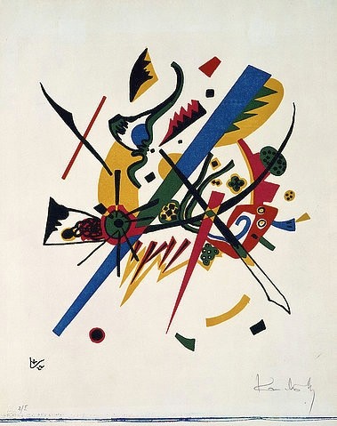 Wassily Kandinsky, Kleine Welten. 1922 (Kandinsky,Wassily,1866-1944,Christie's Images Ltd,Farblithographie,20. Jahrhundert,Abstraktion,Wassily Kandinsky,Propyläen Verlag Berlin,Lithografie,Bauhaus,Kunsttheorie,blau,gelb,rot,Primärfarben,Kleine Welten,Signatur,Farbenlehre,Formenlehre,Farbendreik)