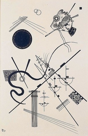 Wassily Kandinsky, Ohne Titel (Zeichnung 4). 1924 (Kandinsky,Wassily,1866-1944,Christie's Images Ltd,Tusche,20. Jahrhundert,Abstraktion,auf Papier,Wassily Kandinsky,Bauhaus,schwarz weiß,abstrakt,winklig,Kreis,Kurve,Gegensatz,geometrisch,geometrische Formen,Zeichnung,Kunsttheorie,Dynamik,Wiederholung,Übers)