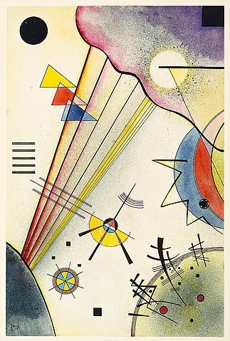 Wassily Kandinsky, Deutliche Verbindung. 1925 (Kandinsky,Wassily,1866-1944,Christie's Images Ltd,Aquarell,20. Jahrhundert,Abstraktion,Feder und schwarze Tusche auf Papier,Wassily Kandinsky,geometrisch,Strahlen,Distanz,Kreis,Kreise,Dreiecke,Science Fiction,Bauhaus,Verbindungen,verbunden)