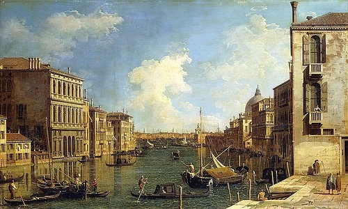 Canaletto (Giovanni Antonio Canal), Der Canal Grande in Venedig, vom Campo di San Vio nach Osten blickend. (Stadtansicht,18. Jahrhundert,Öl auf Leinwand,Christie's Images Ltd,1697-1768,Canaletto (Giovanni Antonio Canal),Canaletto,Giovanni Antonio Canal,Gondel,Schiffe,Kanal,Wolke,Campo di San Vio,Canal Grande,Venedig)