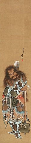 Katsushika Hokusai, Chinesischer Krieger. Edo-Zeit, Bunka-Epoche, 1804-18 (Hokusai,Katsushika,1760-1849,Christie's Images Ltd,19. Jahrhundert,18. Jahrhundert,Rollbild,Tusche und Farben auf Seide,Katsushika Hokusai,Japan,Asien,chinesisch,Krieger,Mann,Hochformat)
