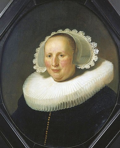 Rembrandt van Rijn, Bildnis der Margaretha van Bilderbeecq. 1633 (Rembrandt van Rijn,1606-1669,Städel Museum,Frankfurt am Main,Öl/Eichenholz,Rembrandt,Rembrandt van Rijn,Porträt,Portrait,Bildnis,Frau,17. Jahrhundert,Barock,Niederlande,Tracht, Maartje van Bilderbeecq,Maertgen van Bilderbeecq,Haube,Mühlradkragen,Kragen,pr)