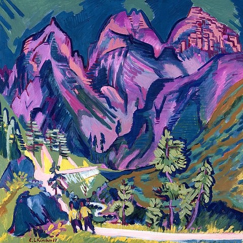 Ernst Ludwig Kirchner, Sertigberge. 1923/24. (Privatbesitz,Kirchner,Ernst Ludwig,1880-1938,Kirchner,Ernst Ludwig Kirchner,Schweiz,19. Jahrhundert,20. Jahrhundert,Deutschland,deutsch,Expressionismus,expressionistisch,expressiv,Sertigberge,Serti,Gebirge,Berg,Berge,Alpen,Landschaft,Berglandschaft,Wander)