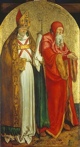 Albrecht Dürer, Jabach-Altar, rechter Innenflügel: Die heiligen Simeon und Lazarus. (München,Alte Pinakothek,Dürer,Albrecht,1471-1528,Lindenholz,Heiliger Simeon,Heiliger Lazarus,Heilige,Dürer, Albrecht 1471-1528,Albrecht Dürer,15. Jahrhundert,16. Jahrhundert,Deutschland,deutsch,Renaissance,Hochrenaissance,deutsche Hochrenaissance,Jabach,A)