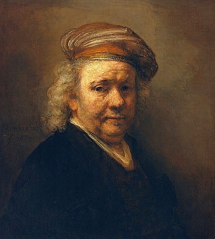 Rembrandt van Rijn, Letztes Selbstbildnis. 1669 (Portrait,17. Jahrhundert,Den Haag,Mauritshuis,1606-1669,Rembrandt van Rijn,Selbstbildnis,Rembrandt,17. Jahrhundert,Mann,alt)