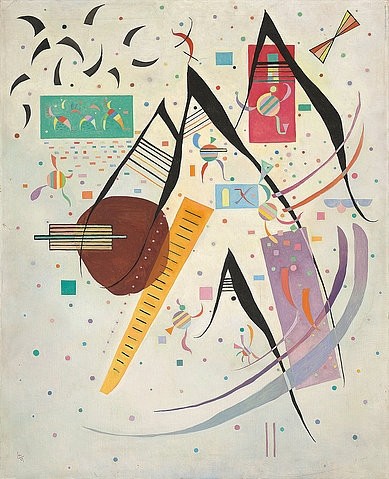 Wassily Kandinsky, Schwarze Punkte (Pointes noires). 1937 (Abstraktion,20. Jahrhundert,Öl auf Leinwand,Christie's Images Ltd,1866-1944,Kandinsky,Wassily,Wassily Kandinsky,schwarz,Rhythmus,rhythmisch,Punkte,bewegt)