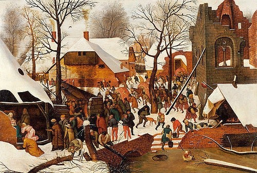 Pieter BRUEGHEL DER Jüngere, Die Anbetung der Könige. (Brueghel d.J.,Pieter,Christie's Images Ltd,um 1564-1638,Öl auf Holz,16. Jahrhundert,17. Jahrhundert,Pieter Brueghel der jüngere,anbetung der Könige,drei Könige aus dem Morgenland,Geburt Christi,Bauern,Dorf,Winter,Schnee,anstehen,Schlange stehen)