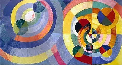 Robert Delaunay, Forme circulaire. 1912. (Orphismus, orphischer Kubismus, abstrakte Malerei, Kreise, Kreissegmente, Klassische Moderne, Büro, Business, Wohnzimmer, Wunschgröße, bunt)