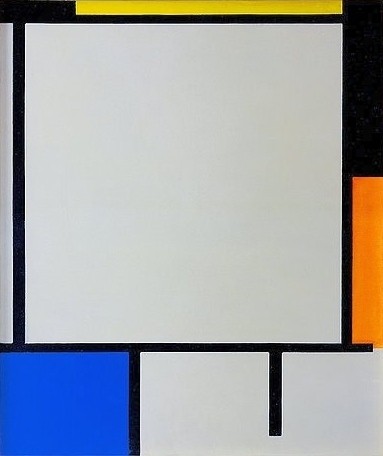 Piet Mondrian, Komposition. (Malerei, Klassische Moderne, Konstruktivismus,  Neoplastizismus, geometrische Felder, Rechtecke, Raster, Wohnzimmer, Büro, Schlafzimmer, Arztpraxis, Wunschgröße, bunt)