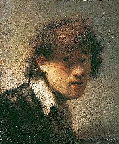 Rembrandt van Rijn, Jugendliches Selbstbildnis. 1629 (München,Alte Pinakothek,Rembrandt van Rijn,1606-1669,Eichenholz,Selbstbildnis,Rembrandt,17. Jahrhundert,Mann,jung,Bayerische Staatsgemäldesammlungen)