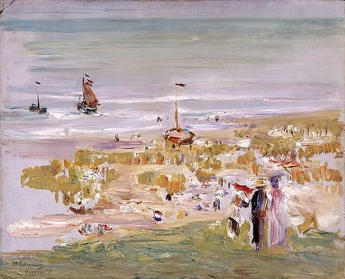 Max Liebermann, Der Strand, Scheveningen. 1900 (Liebermann,Max,1847-1935,Christie's Images Ltd,Öl/Karton,Impressionismus,Max Liebermann,Strand,Scheveningen,Niederlande,draußen,Meer,Küste,Freizeit)