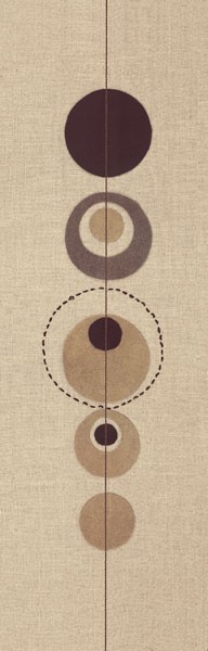 Design Show, CONSIOUSNESS I (Retro, Vintage, Grafik, Ornamente, Tapetenmuster, geometrische Formen, Kreise, dekorativ, Sechziger Jahre, Wunschgröße, Wohnzimmer, Treppenhaus, beige/weinrot)