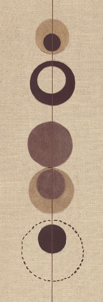 Design Show, CONSIOUSNESS II (Retro, Vintage, Grafik, Ornamente, Tapetenmuster, geometrische Formen, Kreise, dekorativ, Sechziger Jahre, Wunschgröße, Wohnzimmer, Schlafzimmer, beige/weinrot)