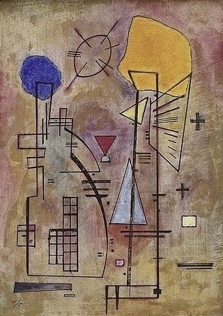 Wassily Kandinsky, Eins - Zwei. 1929. (Rotterdam,Museum Boijmans Van Beuningen,Öl auf Leinwand,1866-1944,Kandinsky,Wassily,wassily kandinsky,abstrakt,abstrakte kunst,modern,kreis,gelb,blau)
