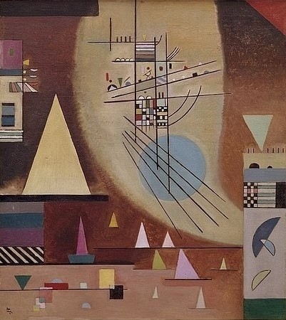 Wassily Kandinsky, Mute. 1924. (Wunschgröße, Klassische Moderne, Malerei, abstrakte Kunst, geometrische Formen, abstrakte Muster, Rechtecke, Kreise, Streifen, Dreieck, Balken, Linien, Bögen, Farbflächen, Wohnzimmer, Büro, Arztpraxis, Wunschgröße, bunt)