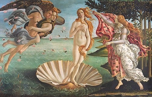 Sandro Botticelli, Geburt der Venus. (Geburt der Venus, Göttin, Schönheit, Akt, Simonetta Vespucci, Westwind, Jakobsmuschel, Renaissance, Klassiker, Schlafzimmer, Wohnzimmer,Wunschgröße,  bunt)