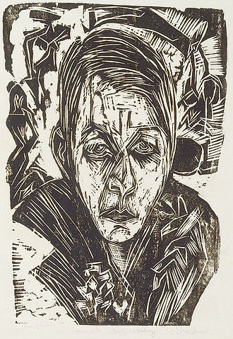 Ernst Ludwig Kirchner, Junges Mädchen mit Zigarette. (Essen,Museum Folkwang,Kirchner,Ernst Ludwig,1880-1938,Kirchner,Ernst Ludwig Kirchner,grafik,druckgrafik,mädchen,frau,porträt,deutscher expressionismus)