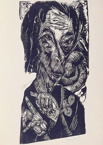 Ernst Ludwig Kirchner, Kopf des Kranken. (Essen,Museum Folkwang,Kirchner,Ernst Ludwig,1880-1938,Kirchner,Ernst Ludwig Kirchner)