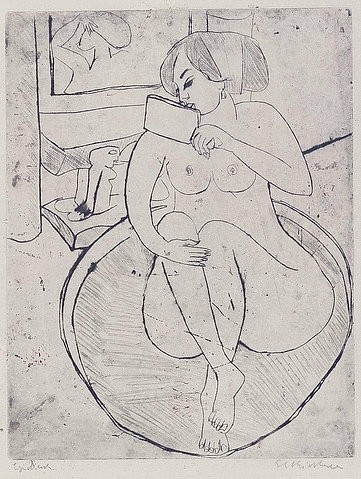 Ernst Ludwig Kirchner, Badende im Tub. (Essen,Museum Folkwang,Kirchner,Ernst Ludwig,1880-1938,Kirchner,Ernst Ludwig Kirchner)