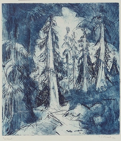 Ernst Ludwig Kirchner, Alpenweg mit Wettertannen. (Essen,Museum Folkwang,Kirchner,Ernst Ludwig,1880-1938,Kirchner,Ernst Ludwig Kirchner)