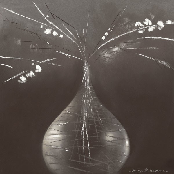 Marilyn Robertson, VENETIAN II (Malerei, Stillleben, Zweige, Blütenzweige, Vase, modern, dekorativ, Wunschgröße, Schlafzimmer, Treppenhaus, Wohnzimmer, schwarz/weiß)
