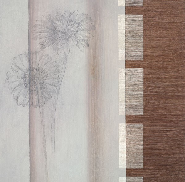 Verbeek & Van den Broek, ODEUR I (Wunschgröße, Malerei, modern, abstrakte Malerei, Farbflächen, geometrische Formen, Blumen,   Blüten, Wohnzimmer, Treppenhaus, Schlafzimmer, braun/beige)