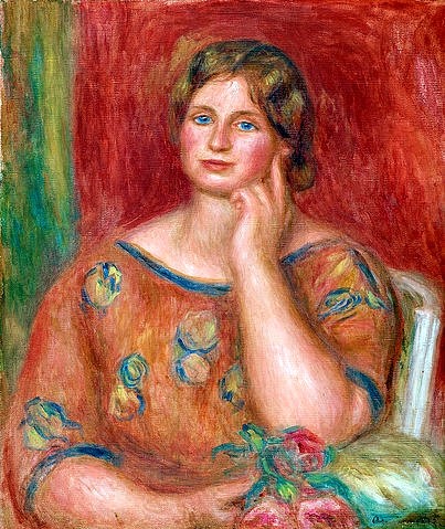 Pierre-Auguste Renoir, Bildnis Gertrud Osthaus. 1913 (Portrait, Frau, Dame, Kunstsammlerin, Mäzenin, Persönlichkeiten, Folkwangmuseum, Impressionismus, klassische Moderne, Wunschgröße, Wohnzimmer, Malerei)