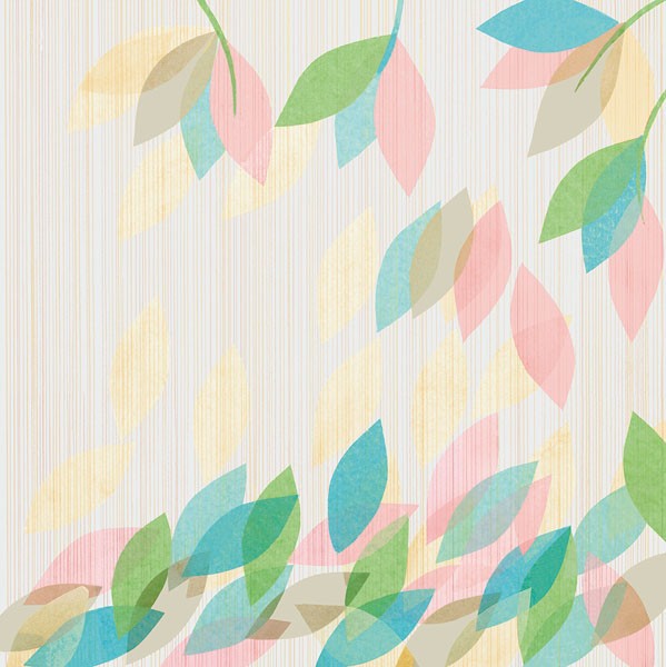 Design Show, TROPICAL GARDEN II (Grafik, Blätter, fallende Blätter, stilisiert, ster, dekorativ,  Wunschgröße, Wohnzimmer, Treppenhaus, pastell, bunt)