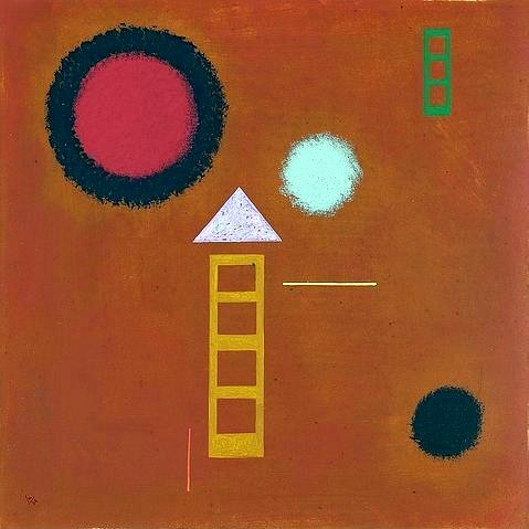 Wassily Kandinsky, Beruhigt. 1930. (Kandinsky,Wassily,1866-1944,Christie's Images Ltd,wassily kandinsky,abstrakt,abstrakte kunst,geometrisch,brauner hintergrund,braun,formen,kreise)