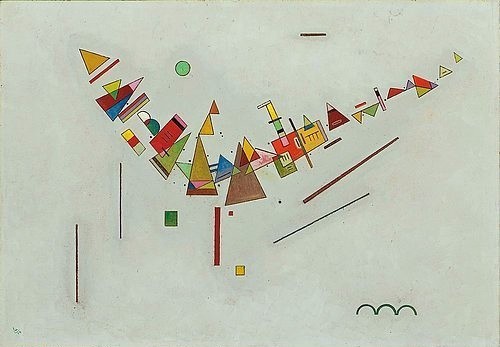 Wassily Kandinsky, Winkelschwung. 1929. (Kandinsky,Wassily,1866-1944,Christie's Images Ltd,Öl/Holz,wassily kandinsky,abstrakte kunst,abstrakt,weißer hintergrund,heller hintergrund,winkel,dreiecke)