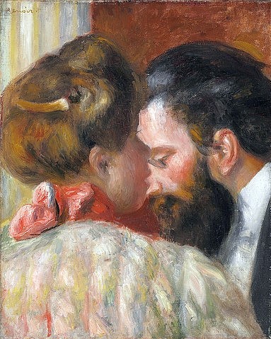 Pierre-Auguste Renoir, Vertrauen. 1897 (Gespräch, Geheimnis, Paar, Mann, Frau, flüstern, Impressionismus, klassische Moderne, Wunschgröße, Wohnzimmer, Malerei)