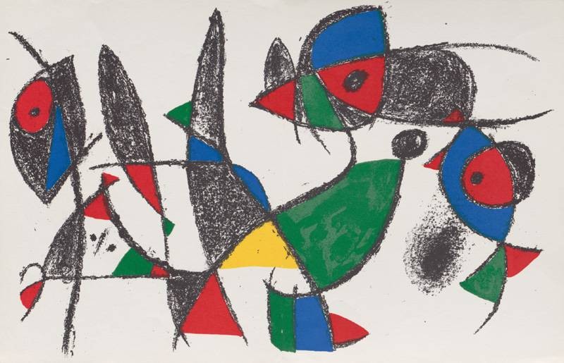 Miro Joan Volume 2 Blatt 9 (Lithog.Buchauflage) (Surrealismus, Surreal, figurativ,  Muster, Ornamente,  Wohnzimmer, Treppenhaus, Büro, bunt, Klassische Moderne)