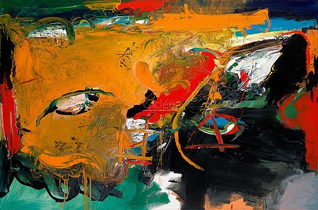Gerriet Postma, Landscape I (Abstrakt, Abstrakte Malerei, pastos, Landschaft, Farbflächen, Pinselspuren , zeigenössisch, modern, Business, Büro, Wohnzimmer)
