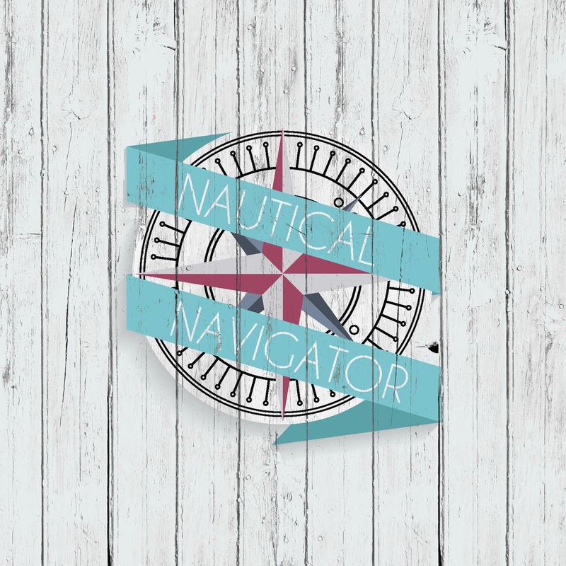 Kimberly Allen, Voyager 2 (Kompass, Nautical Navigtor, Holzpanel, Kalligrafie, Schriftzüge, maritim, Nostalgie, Grafik,  Treppenhaus, Badezimmer, Wohnzimmer, Wunschgröße, beige/blau)