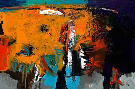 Gerriet Postma, Landscape II (Abstrakt, Abstrakte Malerei, pastos, Landschaft, Farbflächen, Pinselspuren , zeigenössisch, modern, Business, Büro, Wohnzimmer)